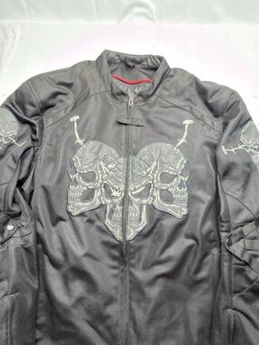 Men's Black Skull Embroidered Bomber Jacket
